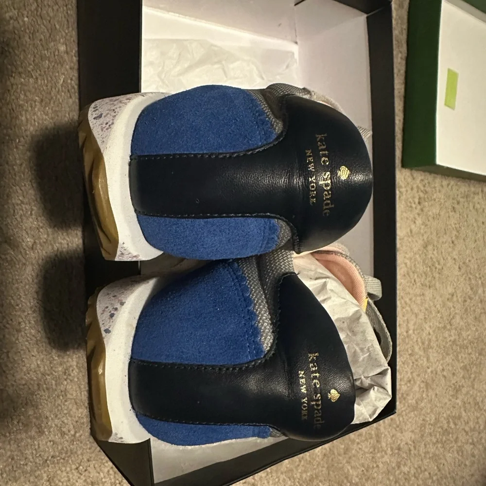 Kate Spade Gray Sneakers with Pink and Blue Accents - Picture 2 of 5
